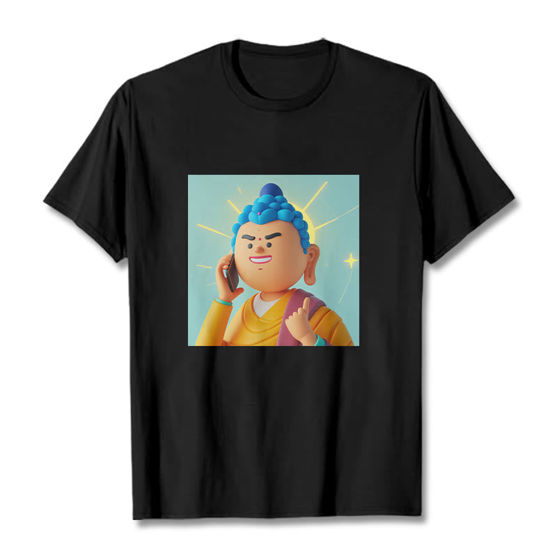 Buddha Stones Lustiges Cartoon-Buddha-T-Shirt - Schwarz - 2XL - image 7