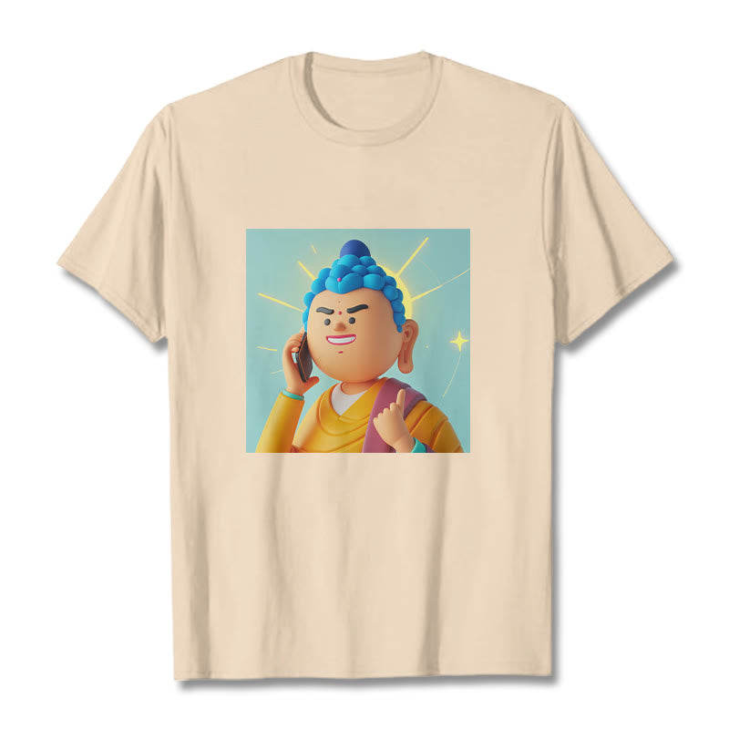Buddha Stones Lustiges Cartoon-Buddha-T-Shirt - Bisque - 2XL - image 13