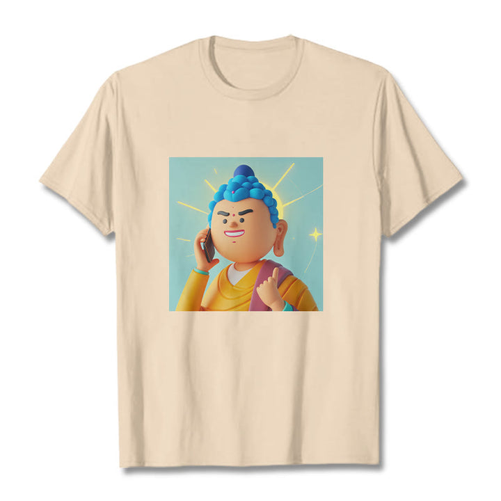 Buddha Stones Lustiges Cartoon-Buddha-T-Shirt - Bisque - 2XL - image 13