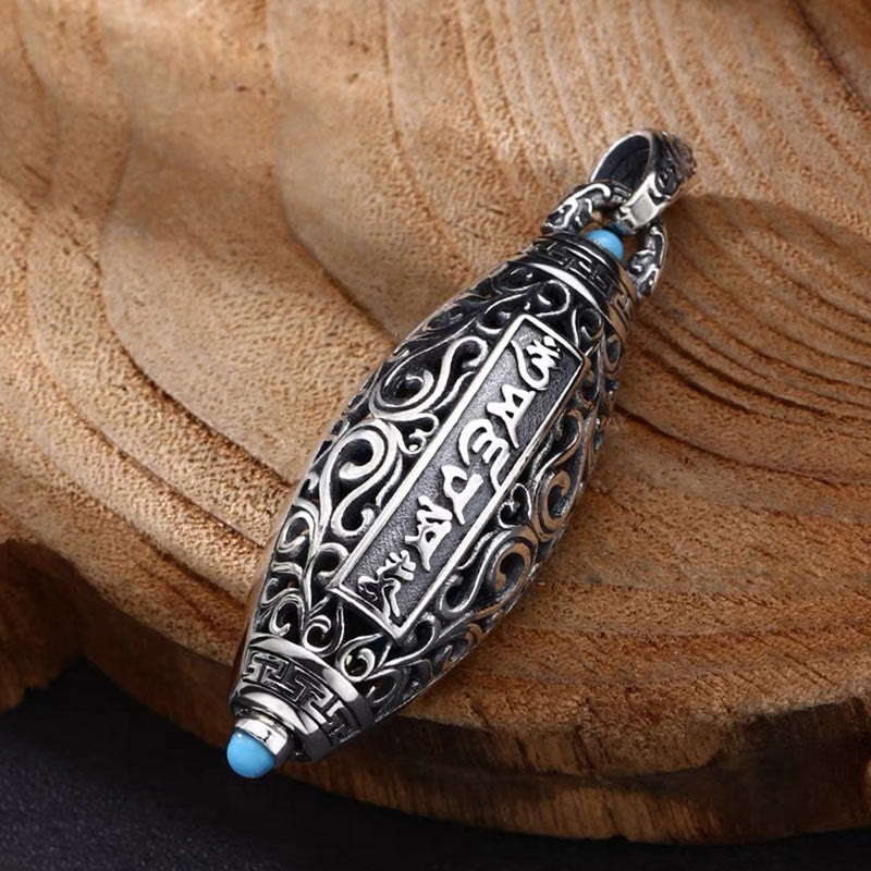 Buddha Stones Tibetische Om Mani Padme Hum Neun-Augen Dzi Perlmuster Frieden Reinheit Drehbare Halskette Anhänger - image 5