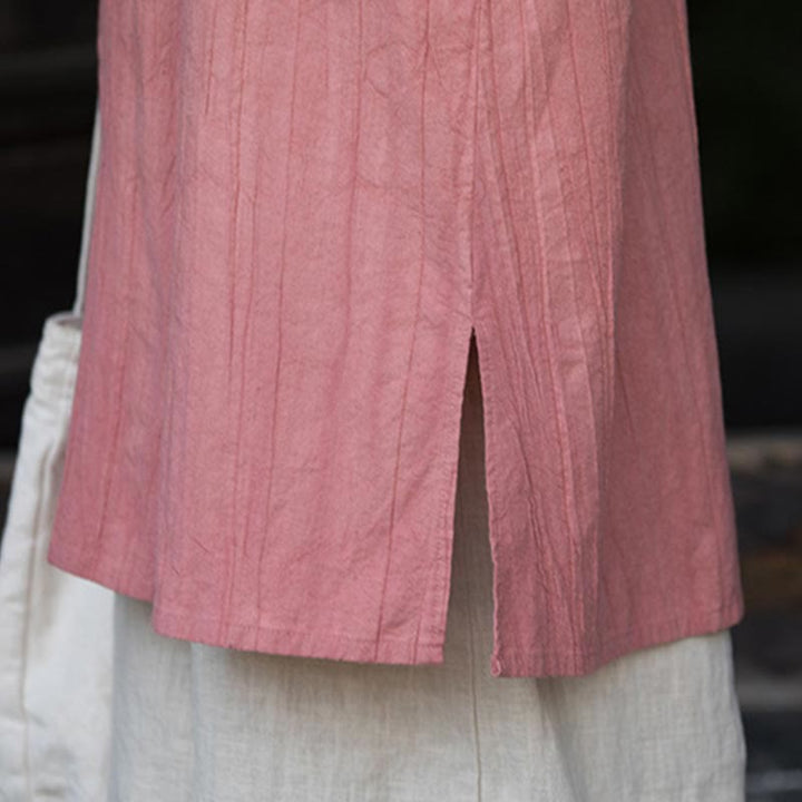 Buddha Stones Handgemachtes Tie Dye Ramie Leinen Froschknopf Midikleid Weite Beinhose mit Taschen - image 22