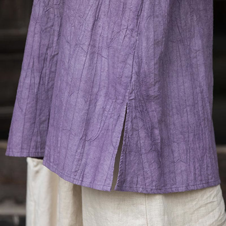 Buddha Stones Handgemachtes Tie Dye Ramie Leinen Froschknopf Midikleid Weite Beinhose mit Taschen - image 11