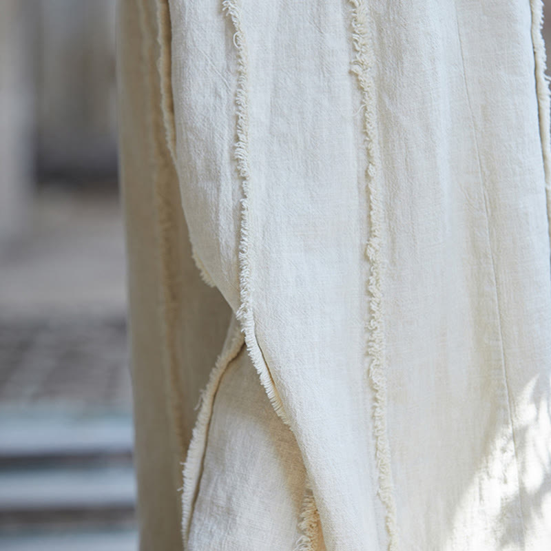 Buddha Stones Ärmelloses Camisole-Midikleid mit Froschknöpfen, Hose aus Ramie-Leinen mit weitem Bein und Taschen - image 36