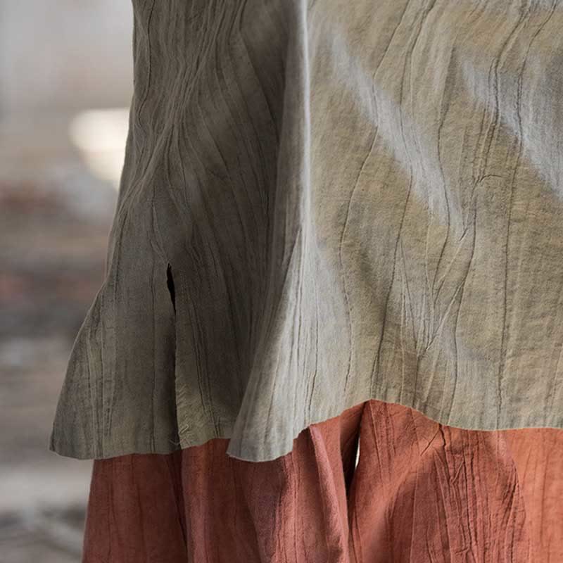 Buddha Stones Ärmelloses Camisole-Midikleid mit Froschknöpfen, Hose aus Ramie-Leinen mit weitem Bein und Taschen - image 17