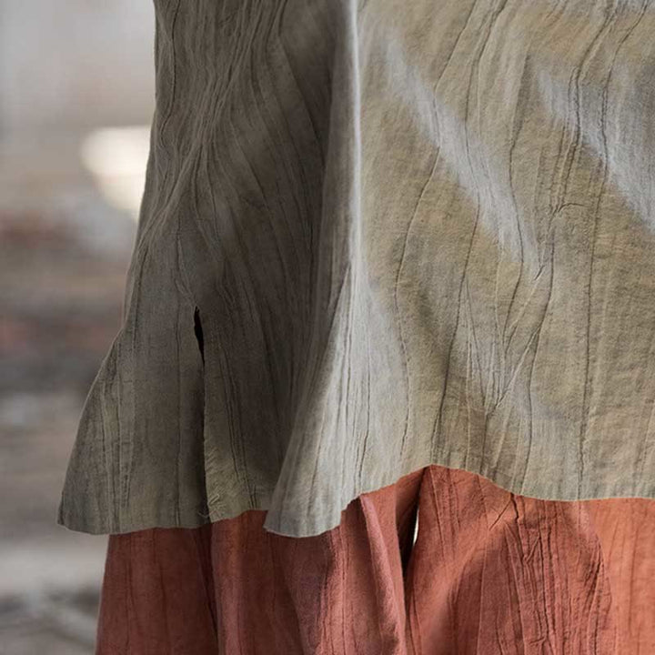 Buddha Stones Ärmelloses Camisole-Midikleid mit Froschknöpfen, Hose aus Ramie-Leinen mit weitem Bein und Taschen - image 17