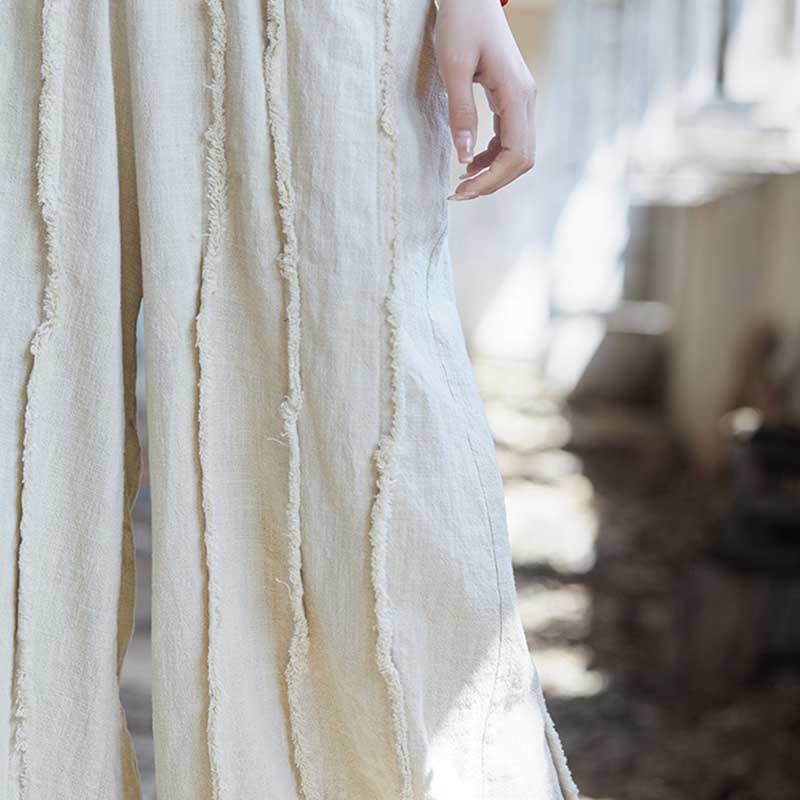 Buddha Stones Ärmelloses Camisole-Midikleid mit Froschknöpfen, Hose aus Ramie-Leinen mit weitem Bein und Taschen - image 37