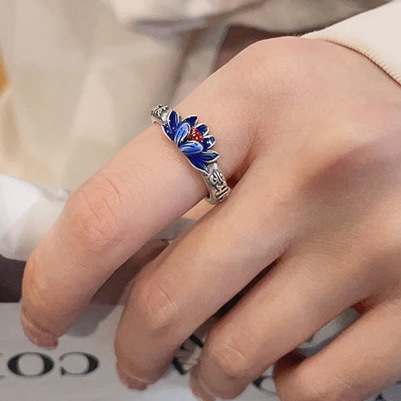 Buddha Stones 925 Sterling Silber Om Mani Padme Hum Lotus Relief Friedensring - image 3