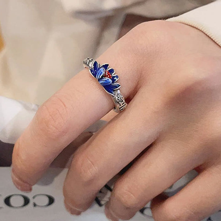 Buddha Stones 925 Sterling Silber Om Mani Padme Hum Lotus Relief Friedensring - image 3