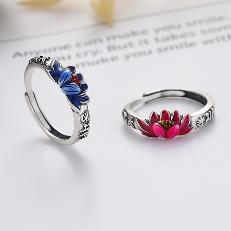 Buddha Stones 925 Sterling Silber Om Mani Padme Hum Lotus Relief Friedensring - image 0