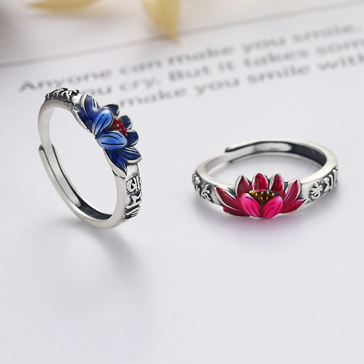 Buddha Stones 925 Sterling Silber Om Mani Padme Hum Lotus Relief Friedensring - image 0