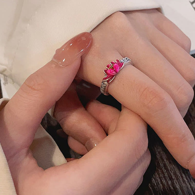 Buddha Stones 925 Sterling Silber Om Mani Padme Hum Lotus Relief Friedensring - image 11