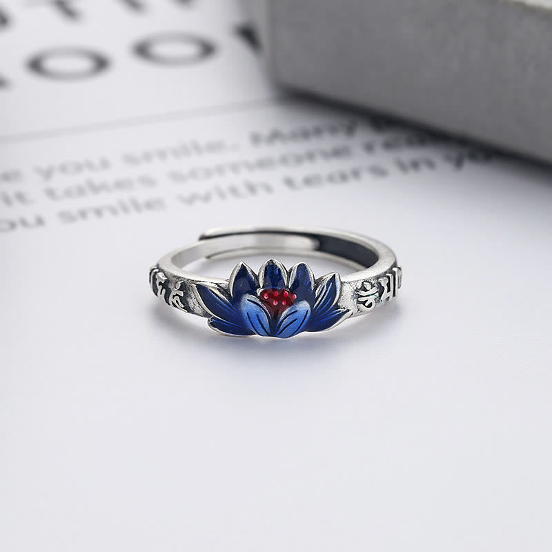 Buddha Stones 925 Sterling Silber Om Mani Padme Hum Lotus Relief Friedensring - image 2