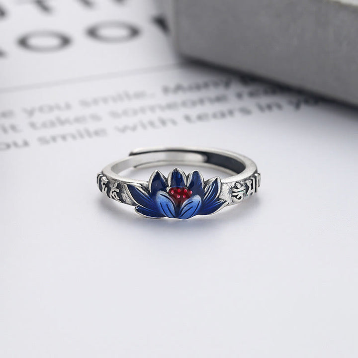 Buddha Stones 925 Sterling Silber Om Mani Padme Hum Lotus Relief Friedensring - image 2