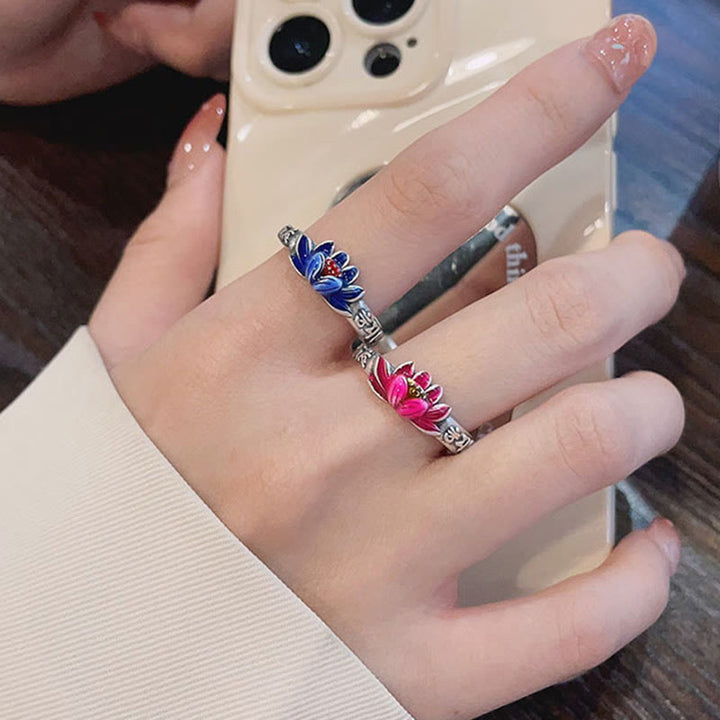 Buddha Stones 925 Sterling Silber Om Mani Padme Hum Lotus Relief Friedensring - image 12