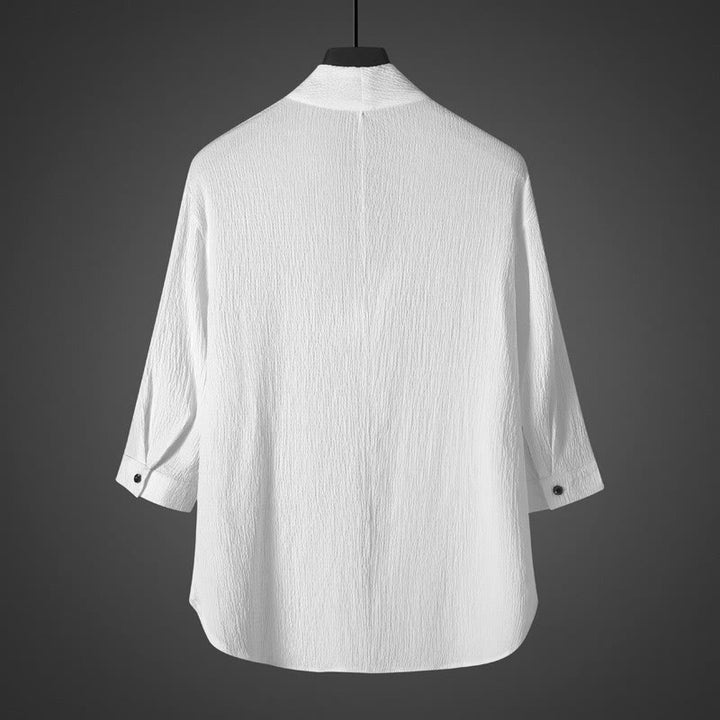 Buddha Stones Lässiges Herrenhemd mit V-Ausschnitt und Dreiviertelärmeln - image 1