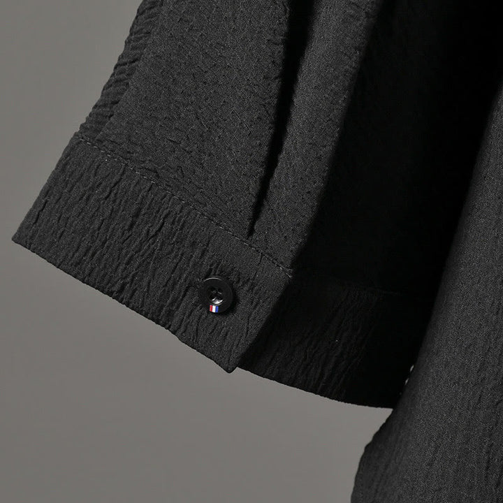 Buddha Stones Lässiges Herrenhemd mit V-Ausschnitt und Dreiviertelärmeln - image 10