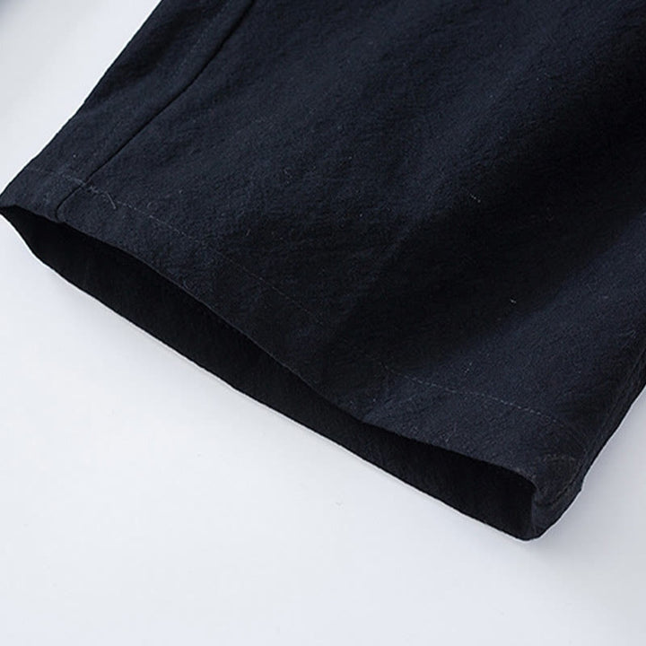 Buddha Stones Traditioneller Frosch-Knopf-Tang-Anzug Baumwolle Halbarm-Oberteile Hosen Kleidung Herren Set - image 12