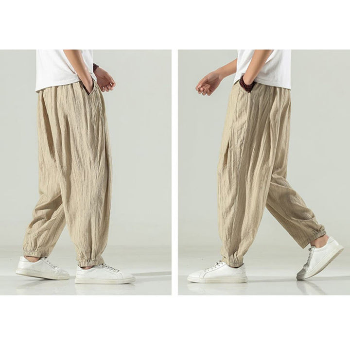 Buddha Stones Herren-Haremshose aus Baumwolle mit Kordelzug und Taschen - image 8