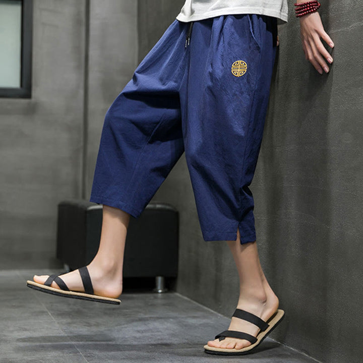 Buddha Stones Sommer Herren Leinenhose mit Kordelzug und Taschen - image 9