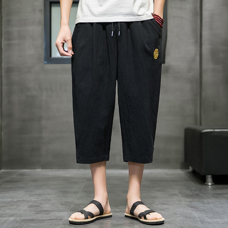 Buddha Stones Sommer Herren Leinenhose mit Kordelzug und Taschen - image 14
