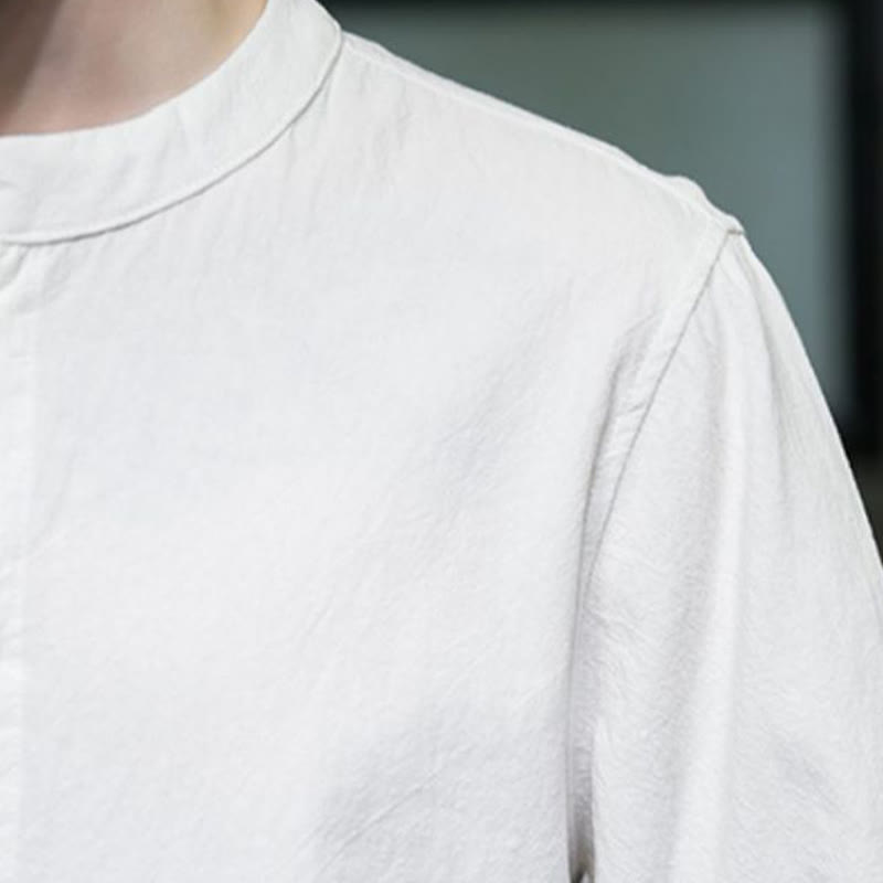 Buddha Stones einfarbiges Herren-Halbarm-Baumwollhemd - image 9