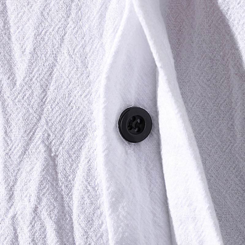 Buddha Stones Sommer Herren Baumwollhemd mit Halbem Ärmel und Knöpfen - image 9