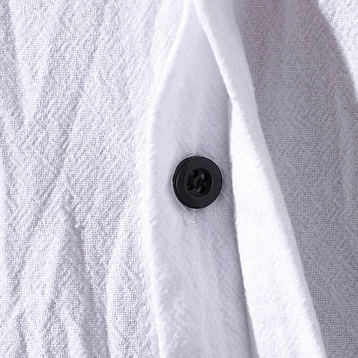 Buddha Stones Sommer Herren Baumwollhemd mit Halbem Ärmel und Knöpfen - image 9