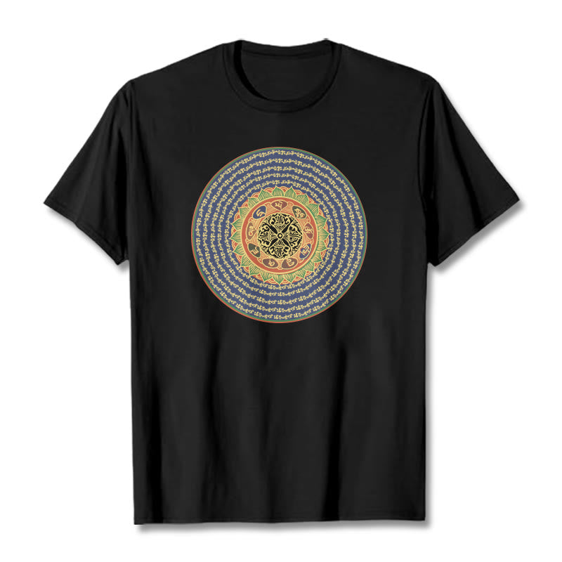 Buddha Stones 108 Om Mani Padme Hum Mantra Sanskrit T-Shirt - Schwarz - 2XL - image 6
