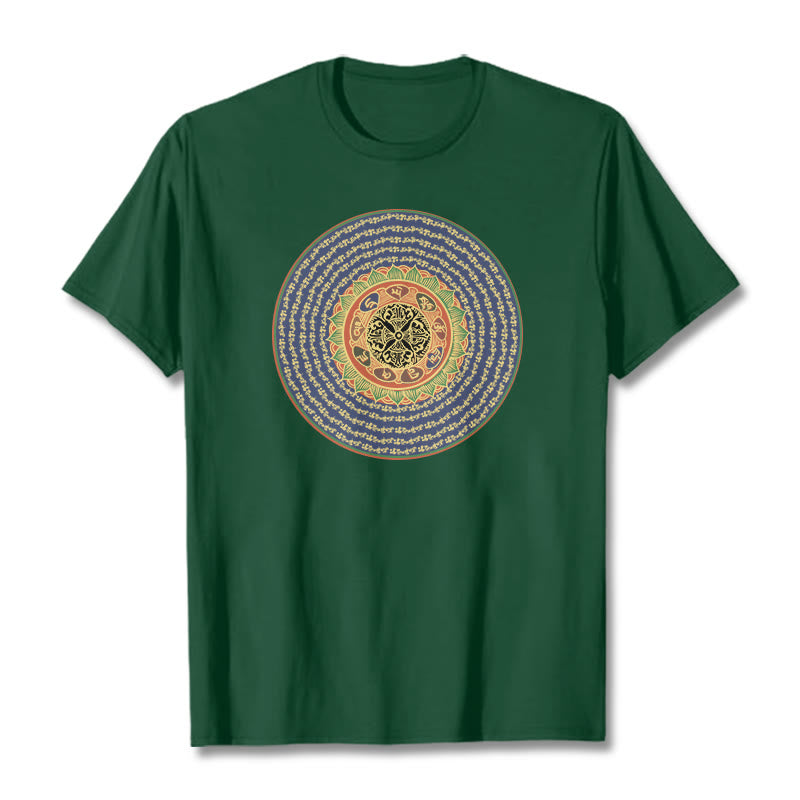 Buddha Stones 108 Om Mani Padme Hum Mantra Sanskrit T-Shirt - Waldgrün - 2XL - image 10