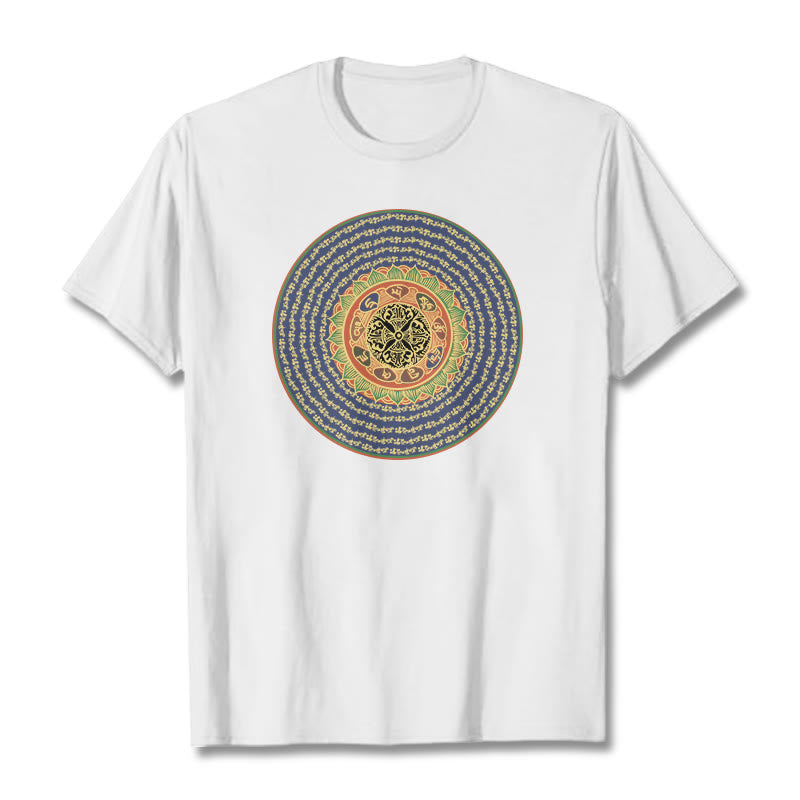 Buddha Stones 108 Om Mani Padme Hum Mantra Sanskrit T-Shirt - Weiß - 2XL - image 3