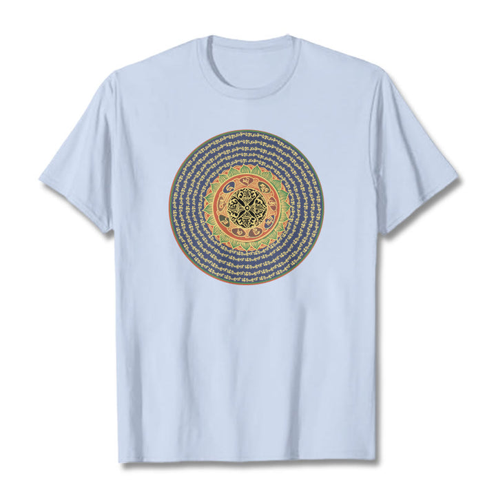 Buddha Stones 108 Om Mani Padme Hum Mantra Sanskrit T-Shirt - Helles Cyan - 2XL - image 12