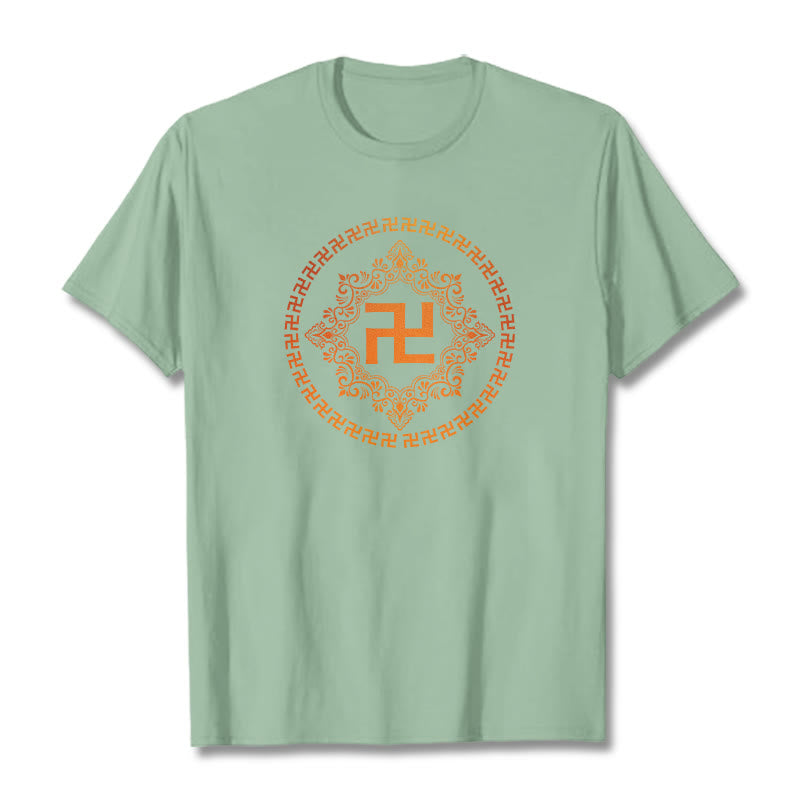 Buddha Stones Hakenkreuz T-Shirt - Blassgrün - 2XL - image 14