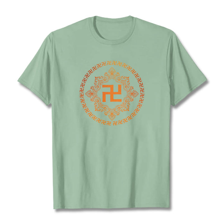 Buddha Stones Hakenkreuz T-Shirt - Blassgrün - 2XL - image 14