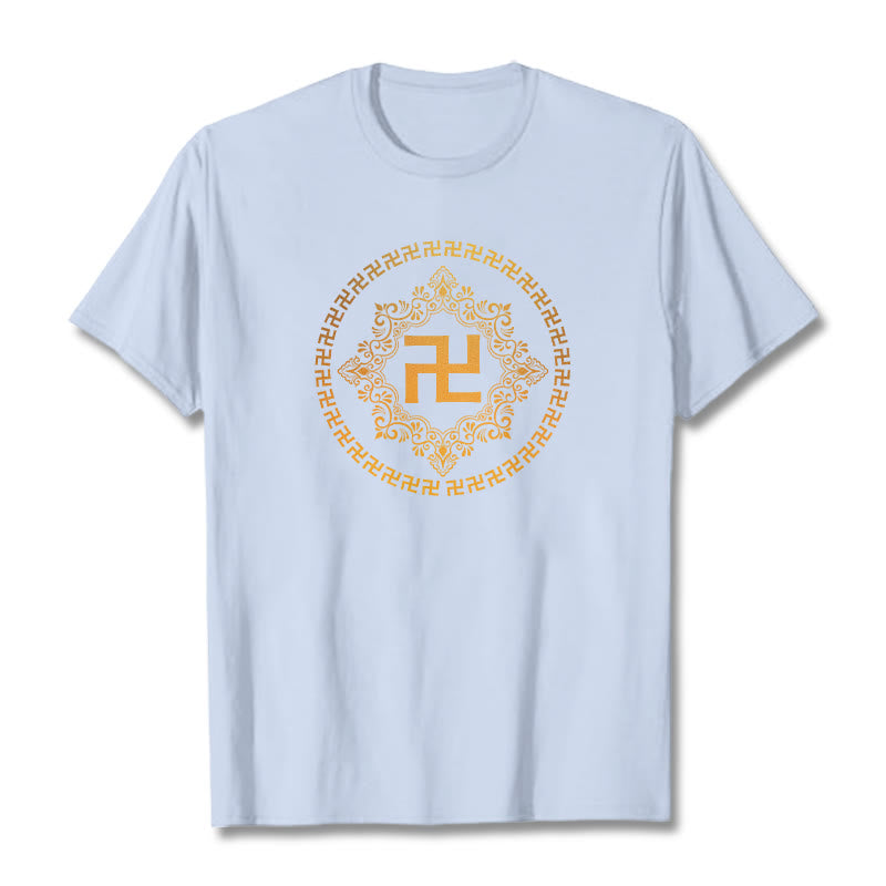 Buddha Stones Hakenkreuz T-Shirt - Helles Cyan - 2XL - image 11