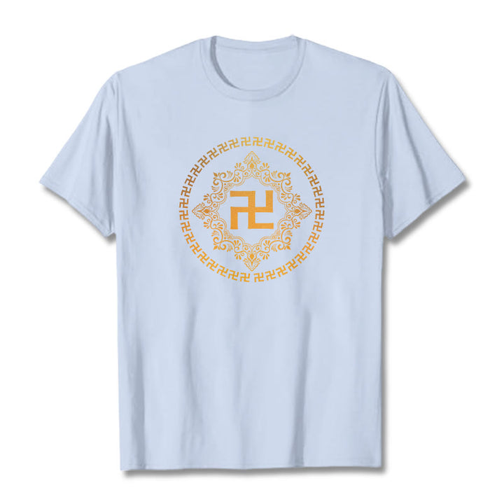 Buddha Stones Hakenkreuz T-Shirt - Helles Cyan - 2XL - image 11