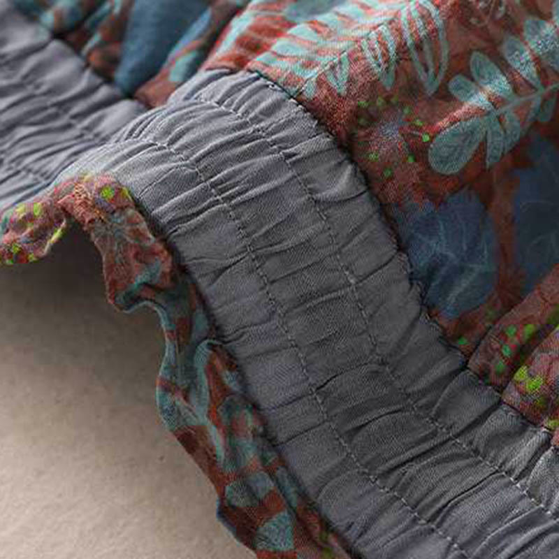 Buddha Stones Sommerhose für Damen, Blau, Blätter, Pflanzen, mit Taschen - image 5