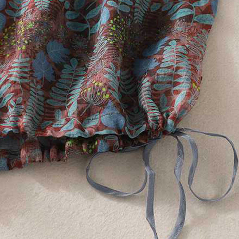 Buddha Stones Sommerhose für Damen, Blau, Blätter, Pflanzen, mit Taschen - image 7