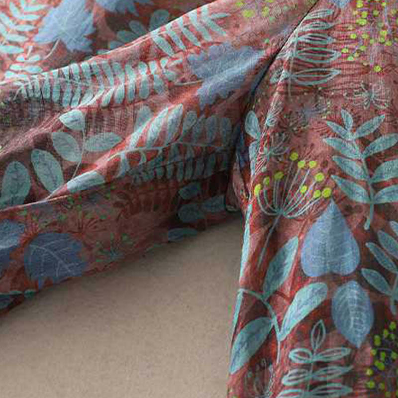 Buddha Stones Sommerhose für Damen, Blau, Blätter, Pflanzen, mit Taschen - image 6