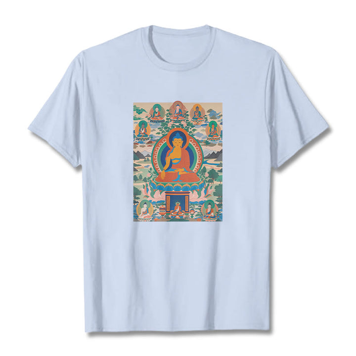 Buddha Stones Die Medizin Buddha Sutra Verwandelt In Kunst T-shirt - Helles Cyan - 2XL - image 10