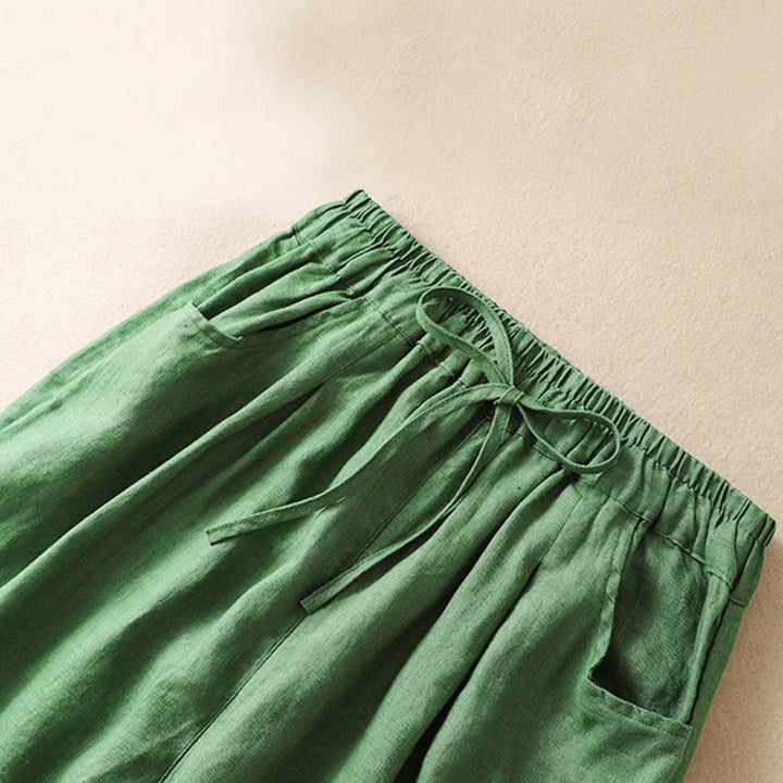 Buddha Stones Sommer-Haremshose aus Baumwolle für Damen mit Kordelzug und Taschen - image 12