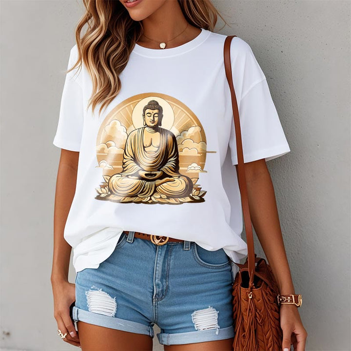 Buddha Stones Sonnige Glücks-Wolken Buddha Tee T-Shirt - image 5