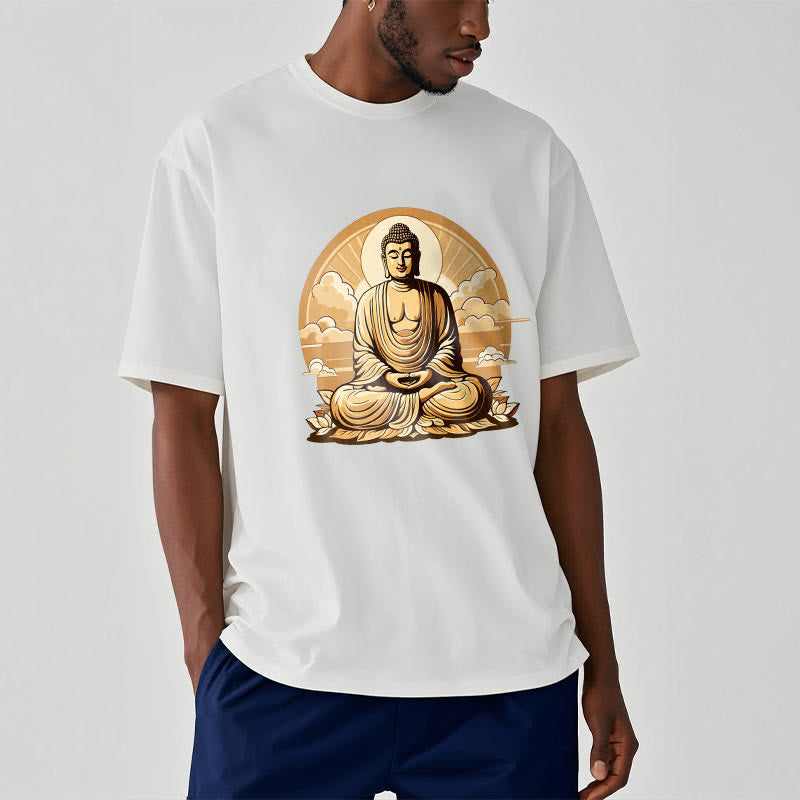Buddha Stones Sonnige Glücks-Wolken Buddha Tee T-Shirt - image 4