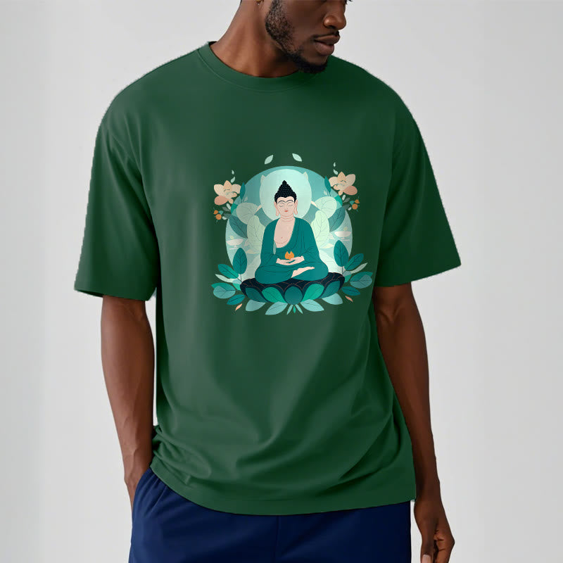 Buddha Stones Schließe Augen Green Leaf Buddha T-Shirt - image 13