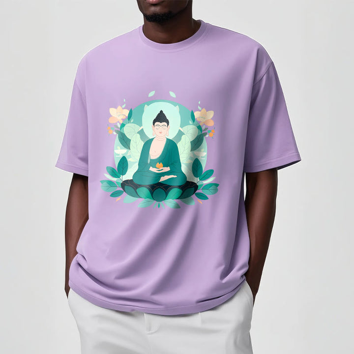 Buddha Stones Schließe Augen Green Leaf Buddha T-Shirt - image 17