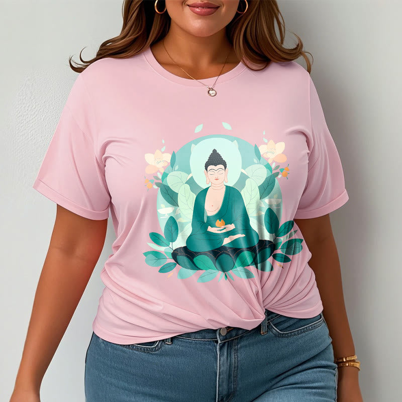 Buddha Stones Schließe Augen Green Leaf Buddha T-Shirt - image 15