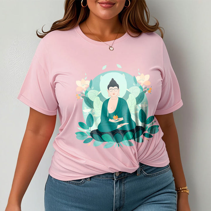 Buddha Stones Schließe Augen Green Leaf Buddha T-Shirt - image 15