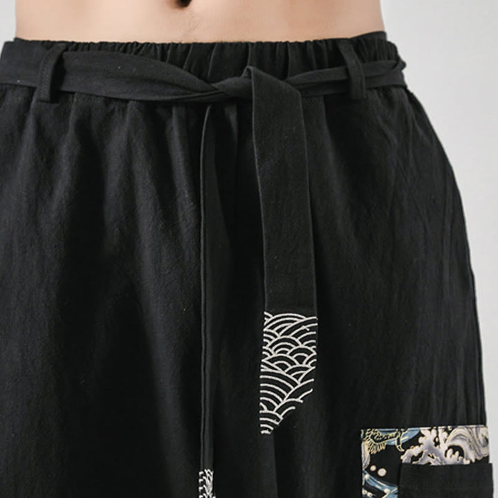 Buddha Stones Ocean Waves Haremshose aus Baumwolle zum Schnüren mit Taschen für Herren - image 10