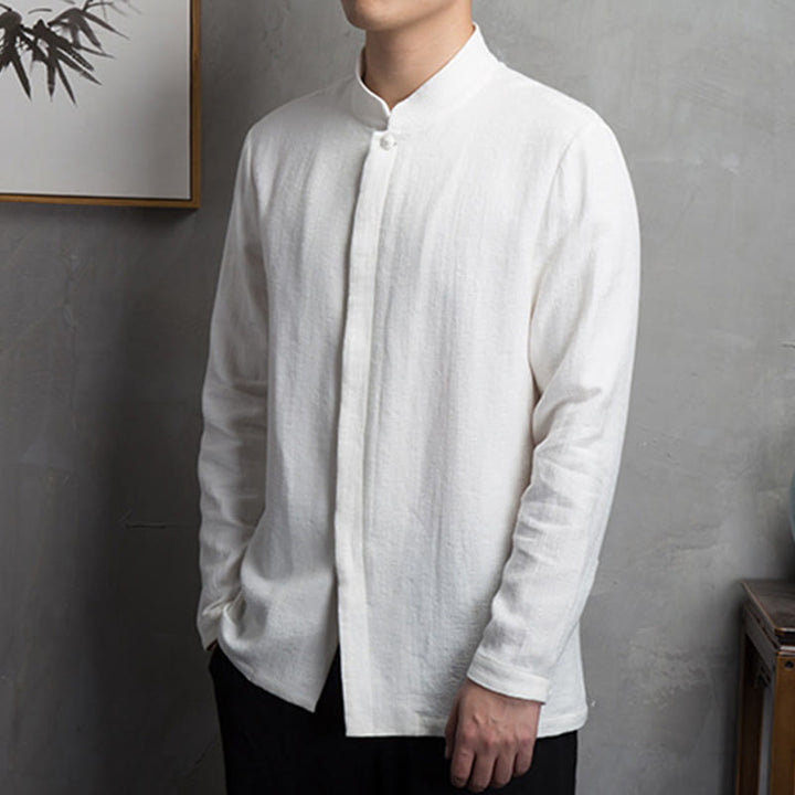 Buddha Stones , einfarbig, chinesischer Tang-Anzug, Baumwoll-Leinen-Jacke, Herrenbekleidung - image 5