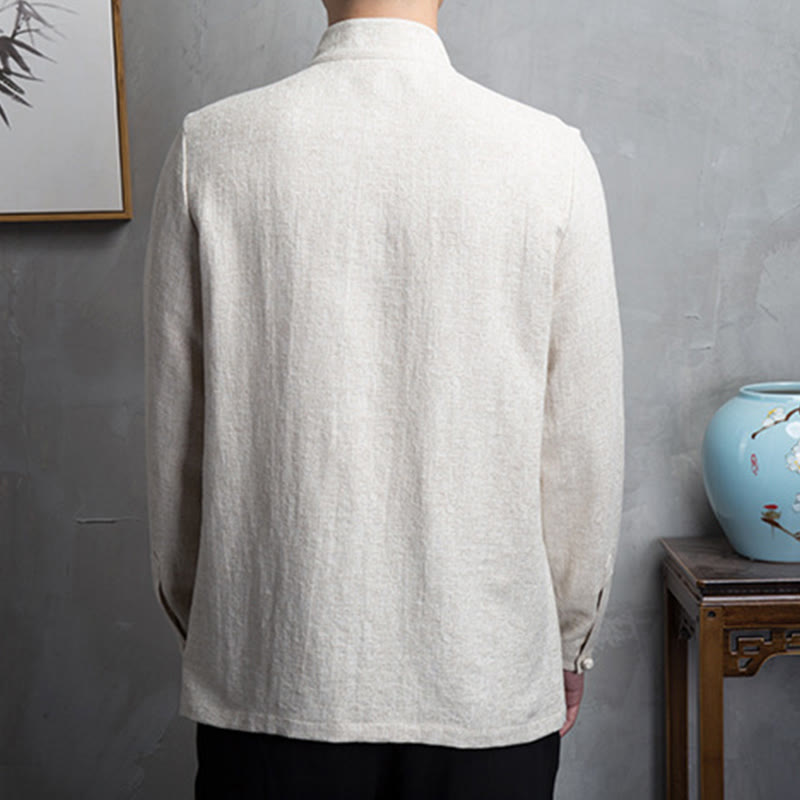 Buddha Stones , einfarbig, chinesischer Tang-Anzug, Baumwoll-Leinen-Jacke, Herrenbekleidung - image 2