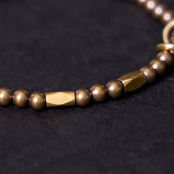 Buddha Stones Reichtum Selbstpflege Kupfer Messing Perlen Design Paar Armband - image 8